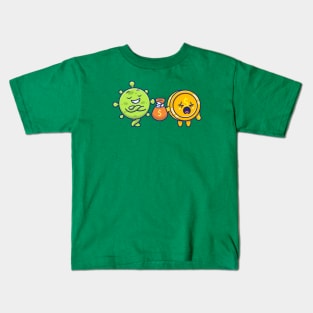 Cute virus with money cartoon 8 Kids T-Shirt